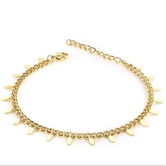 Jewelry - 14K gold plated Cuban link stainless steel bracelet 16cm and 3cm extender